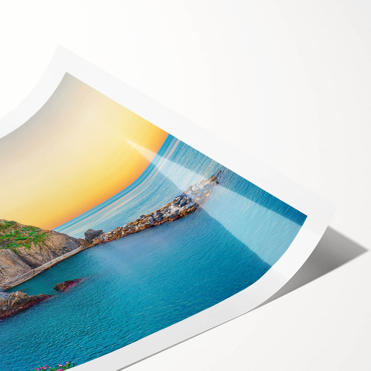 Extra large rolled print featuring a scenic view of Cinque Terre, Italy with vivid coastal colors.