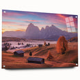 Acrylic print of the Dolomites in Italy, featuring a detailed mountain landscape in muted earth tones.