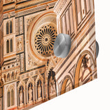 Large abstract depiction of Florence skyline in muted earth tones on acrylic glass, ideal for dining room art.