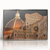Framed acrylic print of a Florence cityscape in muted earth tones, ideal for modern art wall decor.
