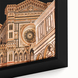 Textured black wall art depicting Florence scenery on an extra large framed canvas, with vibrant colors.