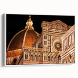 Vintage poster art of Florence scenery on extra large framed canvas, featuring colorful art with black border.