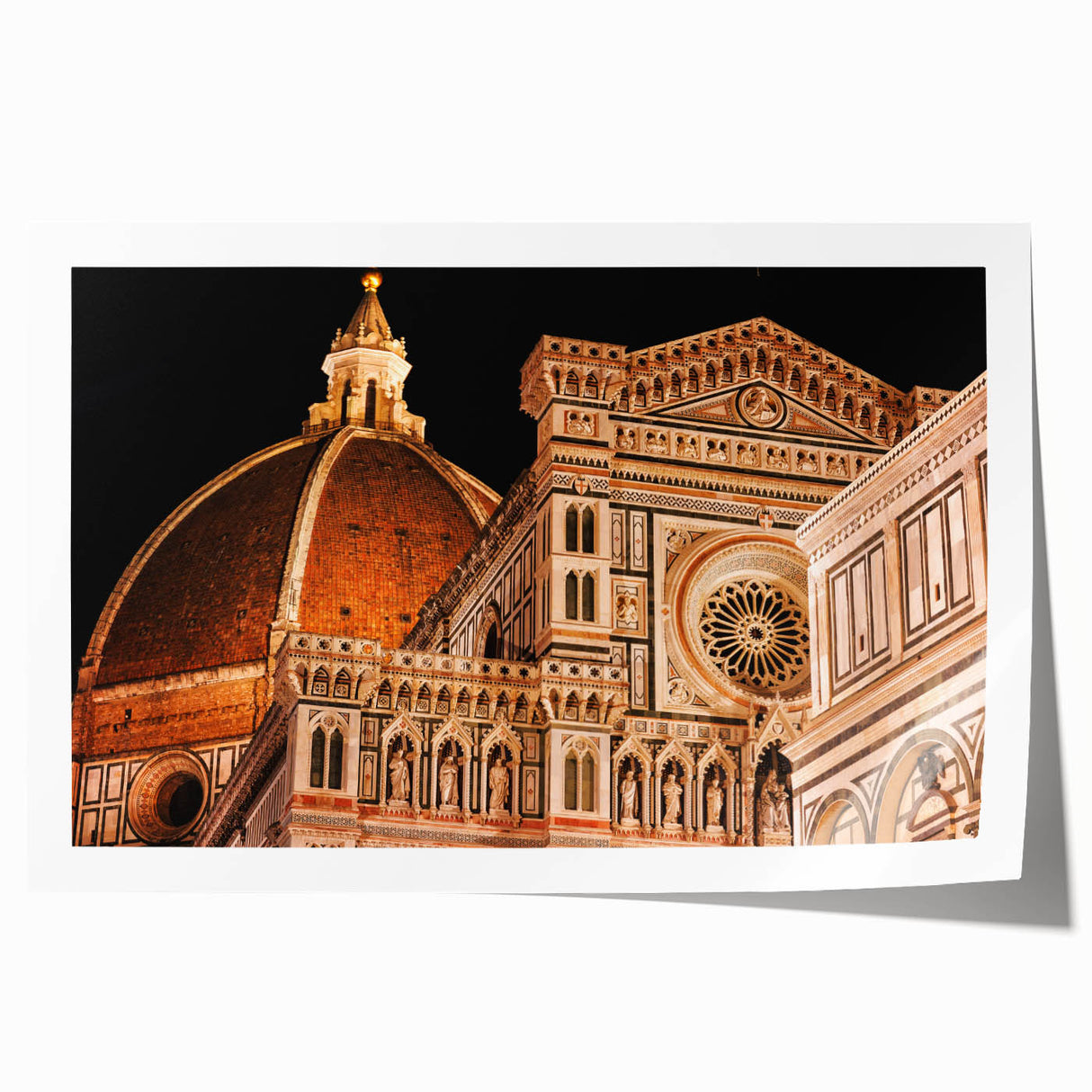 Extra large rolled print of Florence scenery with floral accents in soft hues, ideal for dining room wall art.
