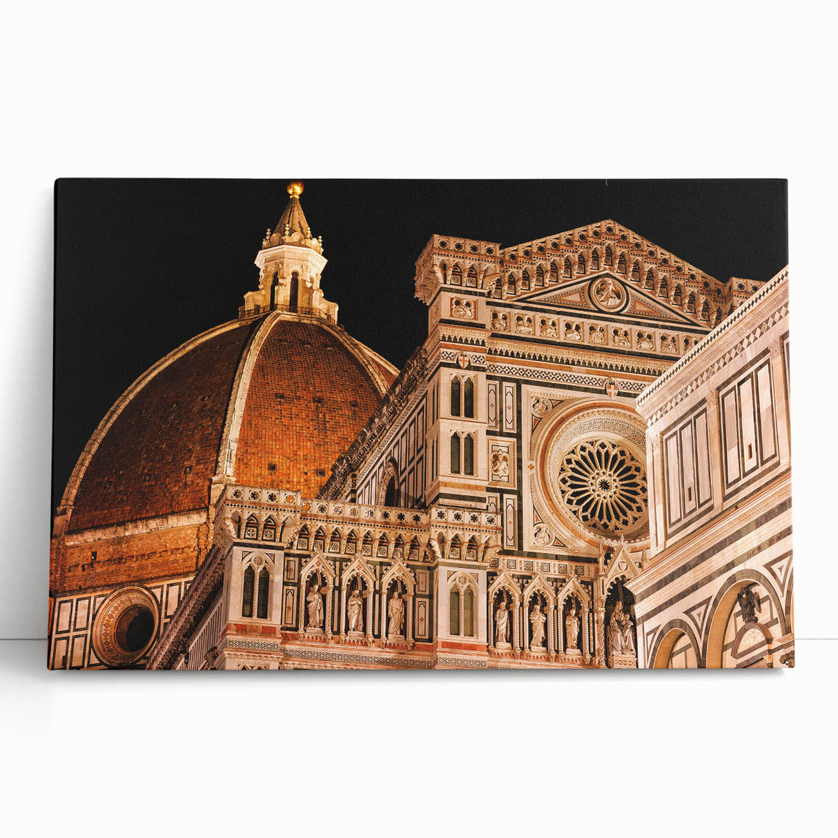 Black and white large art print of Florence scenery on stretched canvas, ideal for kitchen wall art.