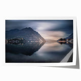 Extra large rolled print of Lake Como with vibrant floral details on canvas, ideal for art wall dining room.