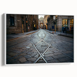 Vintage poster art of Milan scenery in colorful tones on extra large framed canvas, ideal for living room decor.