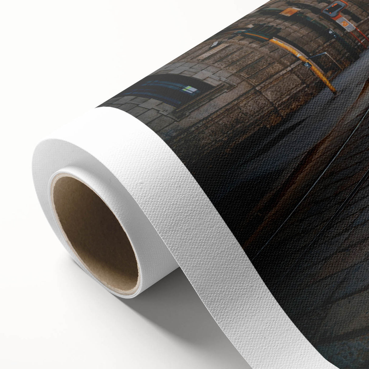 Art Deco poster of Milan scenery on rolled canvas, featuring pastel shades, ideal for nursery wall art or dining room.
