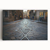 Black and white large art print of Milan scenery on stretched canvas, ideal for kitchen wall art or bedroom.