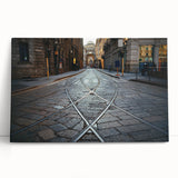 Large black and white stretched canvas of Milan scenery, ideal for kitchen wall art.