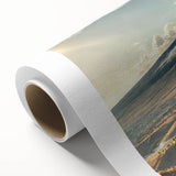 Art deco poster of Mount Etna, Italy, in muted earth tones on rolled canvas, ideal for nursery wall art or dining room.