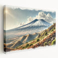 Large canvas print depicting Mount Etna in Italy with muted earth tones, ideal for kitchen wall art.