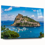 Acrylic print of a large abstract depiction of Naples, Italy, in muted earth tones, suitable for bedroom or dining room art.