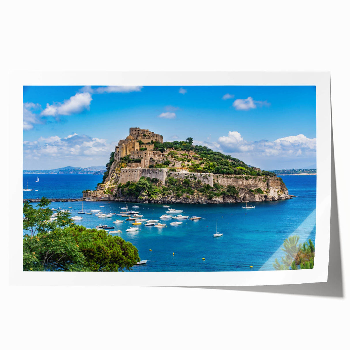 Rolled print of Naples scenery with muted earth tones, ideal for art wall dining room or classy bathroom.