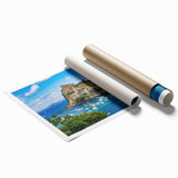 Rolled print of Naples, Italy scenery in muted earth tones, ideal for classy bathroom wall art.