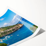 Extra large wall art featuring line art flowers over a Naples, Italy scenery in muted earth tones.