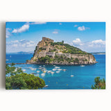 Black and white stretched canvas of Naples, Italy scenery, ideal for kitchen wall art or bedroom ambiance.
