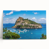 Black and white stretched canvas of Naples scenery, ideal for kitchen wall art.