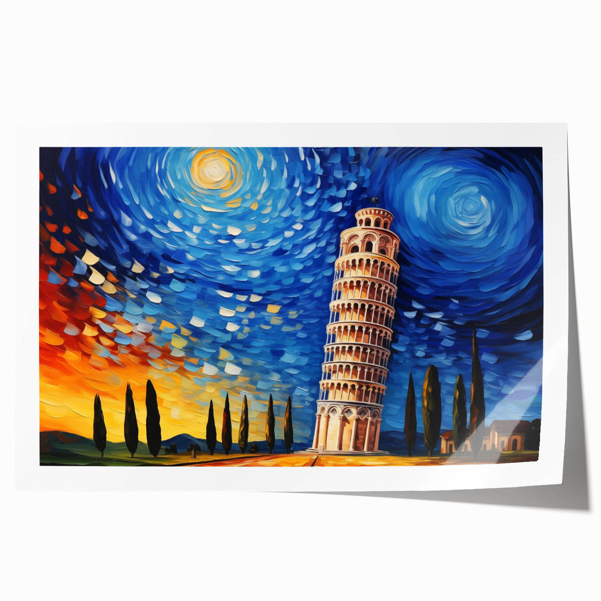 Rolled print of Pisa, Italy with muted earth tones, ideal for art wall dining room.