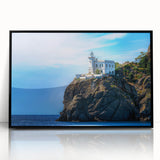 Large abstract wall art depicting a colorful Portofino scene in Italy on a black framed acrylic.