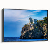 Black and white vintage poster art of Portofino landscape on framed canvas, ideal for bedroom decor.