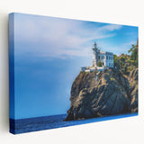 Portofino, Italy scenery on large stretched canvas with vibrant coastal colors, suitable for kitchen wall art.