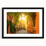 Extra large framed wall art depicting an abstract colorful art scene of Rome, featuring vibrant and textured hues.