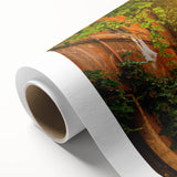 Art Deco style poster of Rome with muted earth tones on rolled canvas, ideal for nursery wall art or dining room.