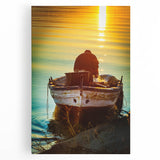 Black and white stretched canvas of Sicilian landscape, ideal for kitchen wall art or bedroom ambiance.