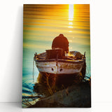 Large black and white stretched canvas of a Sicilian landscape, ideal for kitchen wall art.