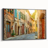 Black and white framed canvas of a Tuscan landscape, ideal for bedroom wall decor.