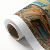 Art deco poster depicting the Tuscany landscape in muted earth tones on rolled canvas, ideal for nursery wall art.