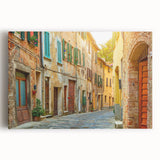 Black and white stretched canvas featuring a scenic Tuscan landscape, ideal for kitchen wall art.