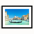 Extra large framed wall art of an abstract Venice scenery in vibrant, colorful hues, ideal for living room decor.