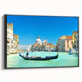 Black and white framed canvas of a vintage Venice landscape, ideal for bedroom wall art.