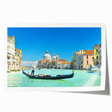 Venice canal scene in soft pastels on a rolled canvas, suitable as art wall dining room.
