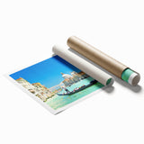 Extra large rolled print of Venice scenery with muted earth tones, ideal for classy bathroom wall art.