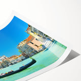 Extra large wall art featuring a line art depiction of flowers, set against a minimalistic backdrop of Venice, Italy.