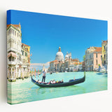Venetian canal scene on stretched canvas, featuring muted earth tones, ideal for kitchen wall art.