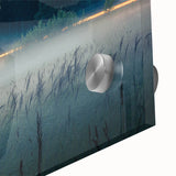 Large abstract wall art depicting a Latvian landscape in muted earth tones on acrylic glass, ideal for dining room ambiance.