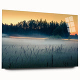 Large abstract wall art of a European scenery in Latvia on acrylic glass, ideal for bedroom or dining room decor.