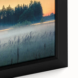 Extra large framed canvas of a textured, colorful European scenic artwork in black, ideal for living room decor.