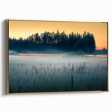 Framed canvas depicting a vintage-style landscape of Latvia, with muted earth tones and gold accents.
