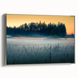 Landscape art painting of a European scenery in Latvia, featuring muted earth tones on a framed canvas.