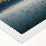 Art Deco poster of a European cityscape in muted colors on rolled canvas, suitable for dining room decor.