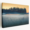 Scenic European landscape on stretched canvas, featuring lush greenery and blue skies, ideal for kitchen wall art.