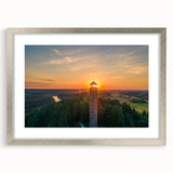 Extra large abstract art print depicting a textured European scenery in muted earth tones, framed in silver.