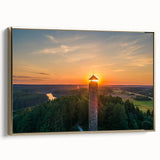 Framed canvas depicting a vintage-style Lithuanian landscape in muted gold and black tones, suitable for bedroom decor.