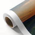 Art deco poster of a serene Lithuanian landscape on rolled canvas, ideal for nursery wall art.