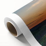 Art deco poster of a serene Lithuanian landscape on rolled canvas, ideal for nursery wall art.