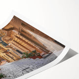 Extra large wall art featuring line art flowers on a scenic European Malta background, printed on rolled canvas.